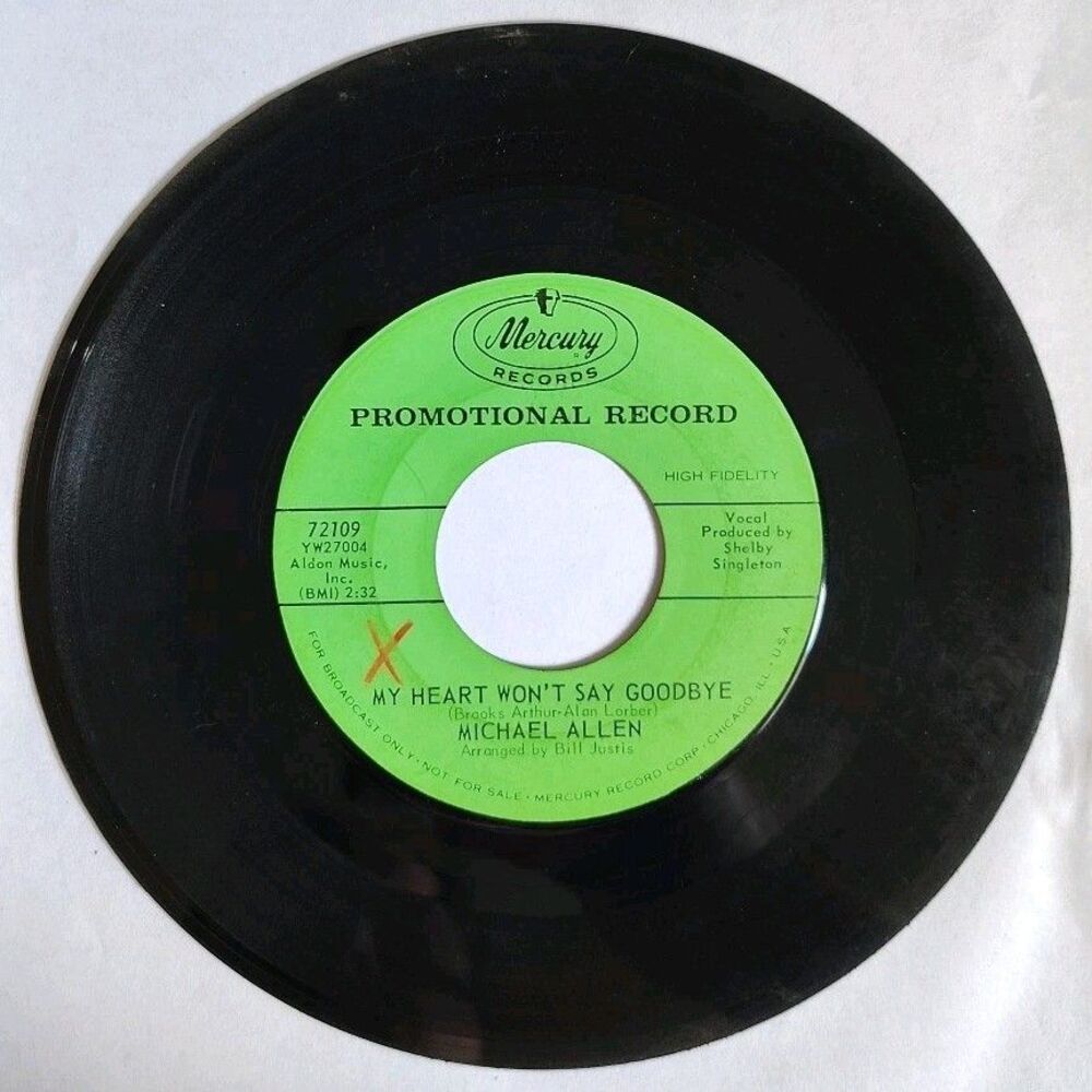 MICHAEL ALLEN 45 My Lily Of The Valley / My Heart Won't... PROMO Popcorn e4615